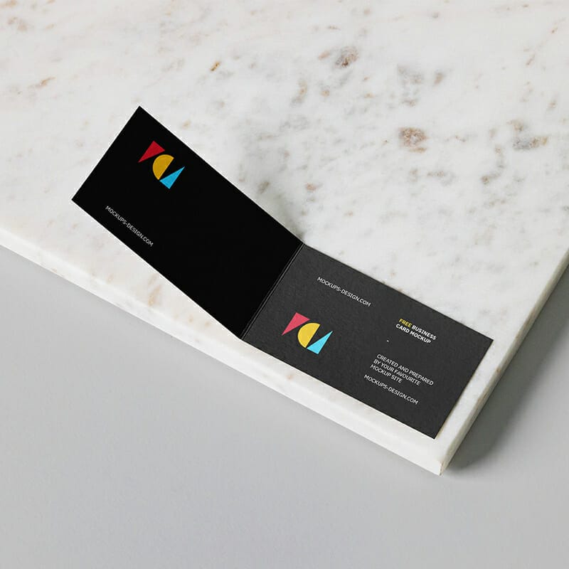 Folded Business Card Mockup