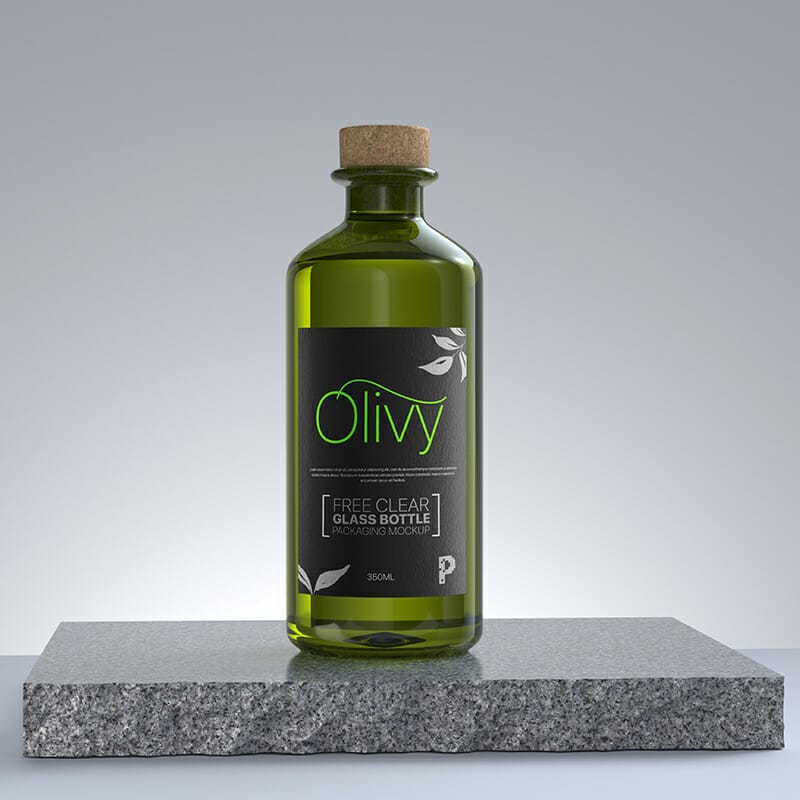 Free Clear Glass Bottle Mockup