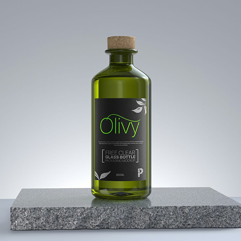 Free Clear Glass Bottle Mockup