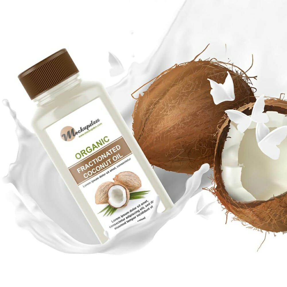 Free Coconut Oil Bottle Mockup PSD Template