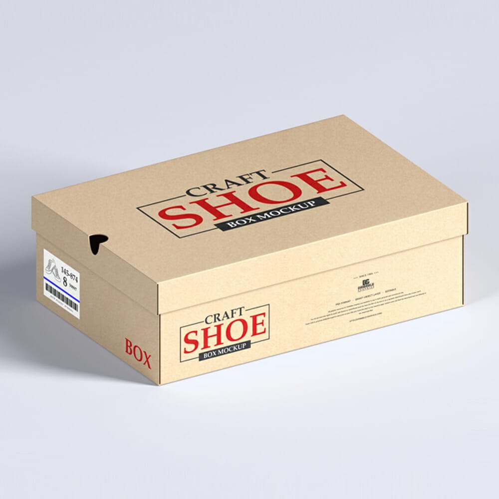 Free Craft Shoe Box Mockup