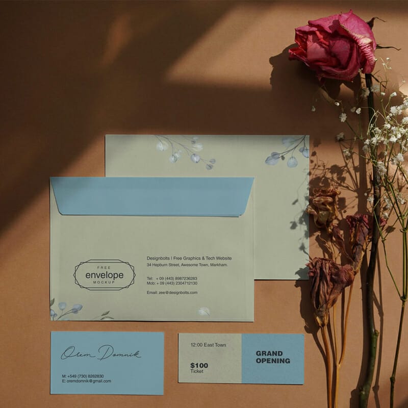 Free Envelope & Stationery Mockup PSD