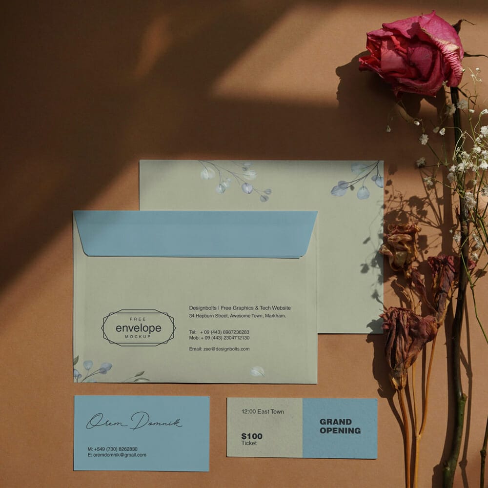 Free Envelope & Stationery Mockup PSD