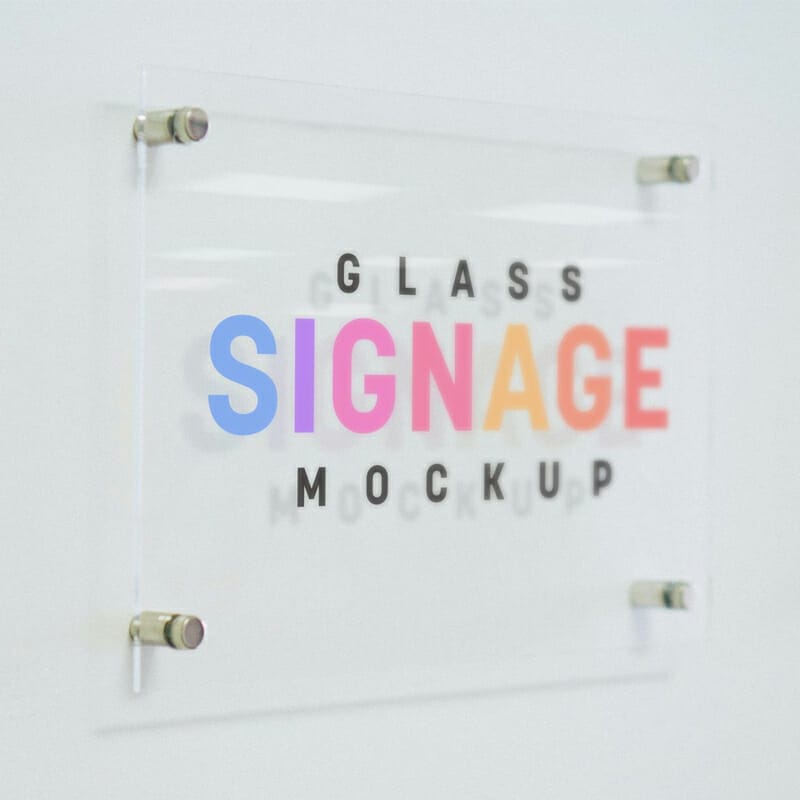 Free Etched Glass Signage Logo Mockup PSD