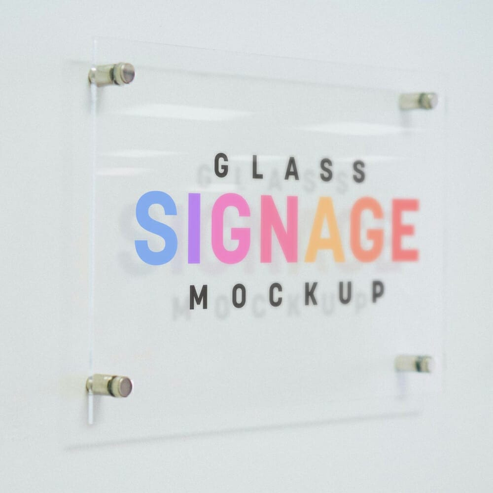 Free Etched Glass Signage Logo Mockup PSD