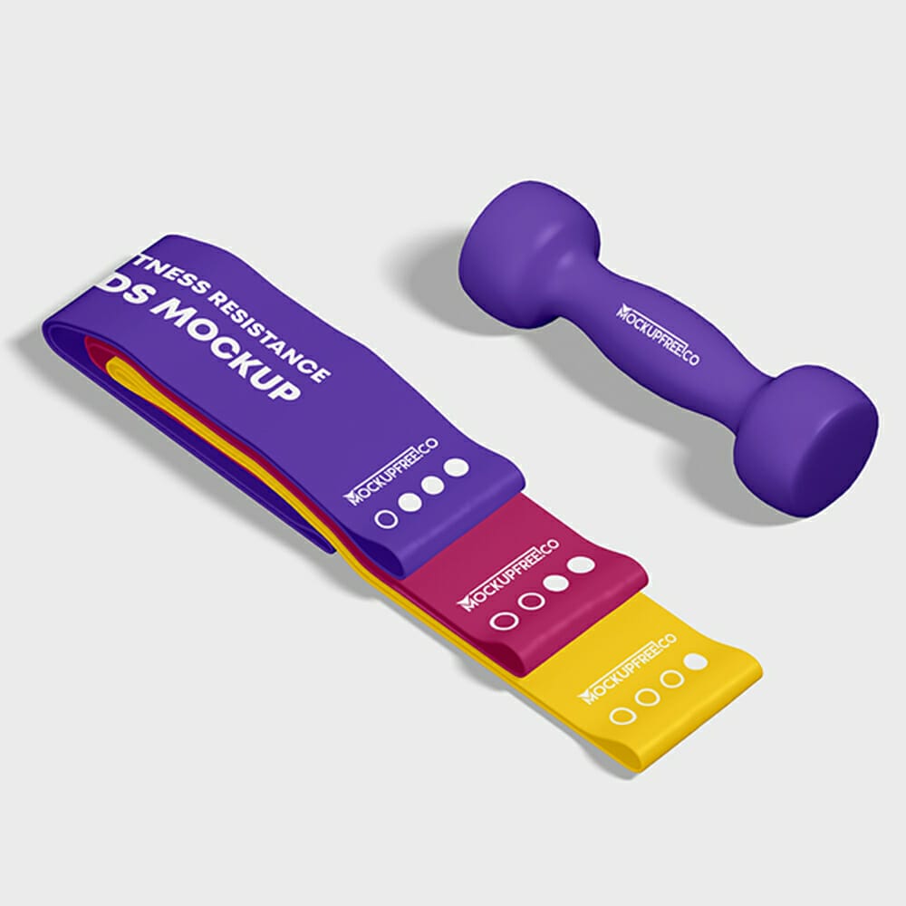 Free Fitness Resistance Bands Mockup in PSD