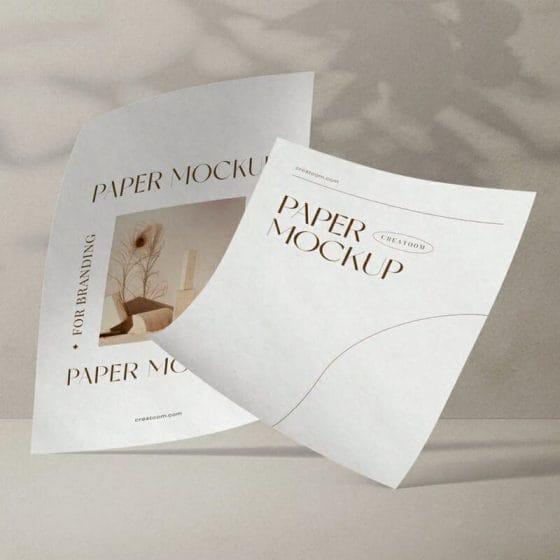 Free Folded Paper Mockups Front View