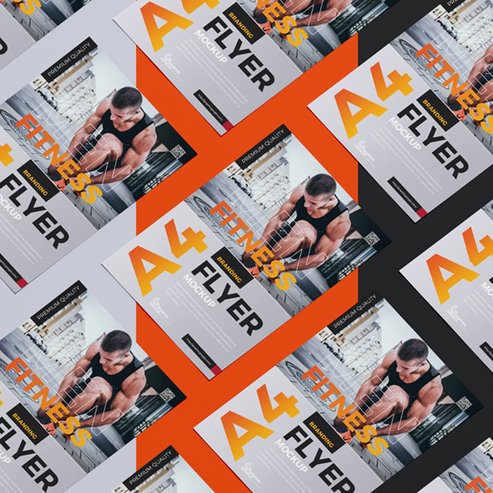 Free Grid Branding A4 Flyer Mockup