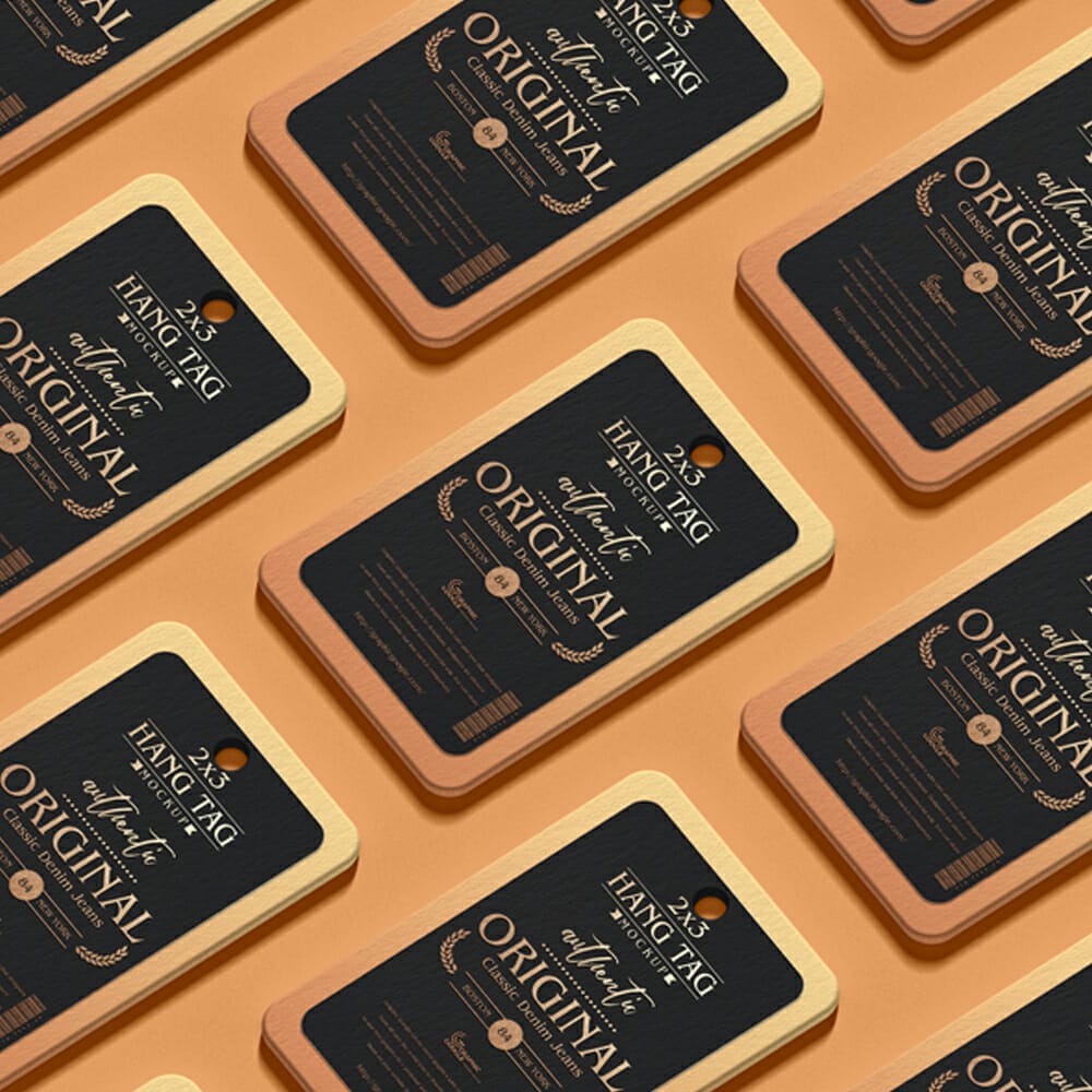 Free 2×3 Grid Hang Tag Mockup