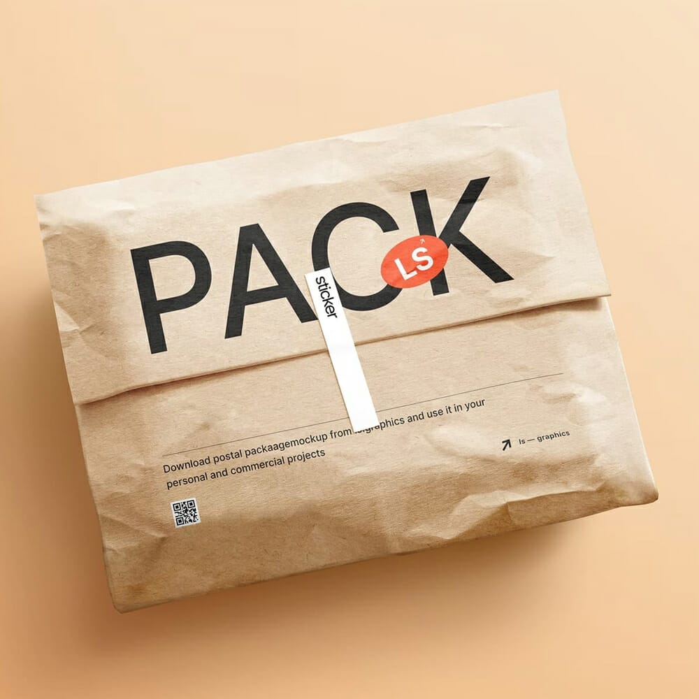 Free Kraft Paper Postal Package