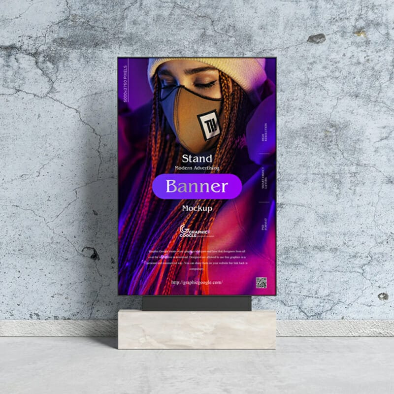 Free Modern Advertising Stand Banner Mockup