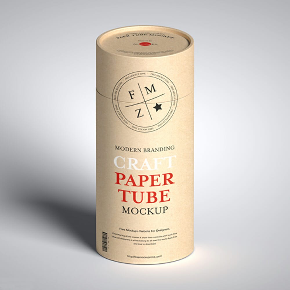 Free Modern Branding Craft Paper Tube Mockup