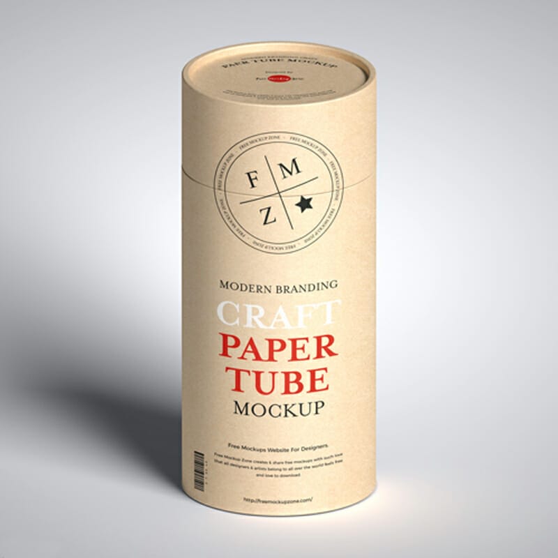 Free Modern Branding Craft Paper Tube Mockup