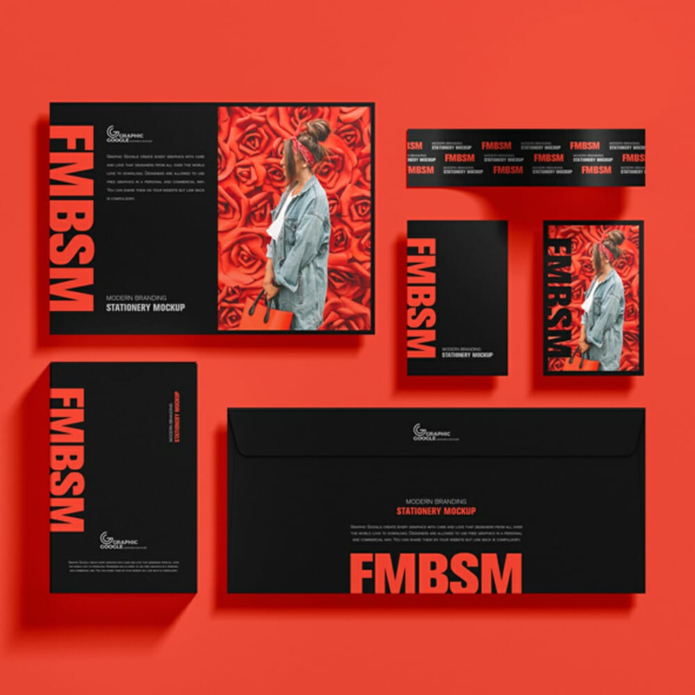 Free Modern Branding Stationery Mockup