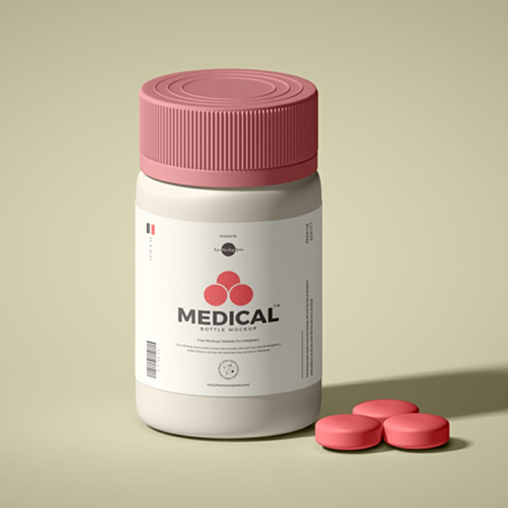 Free Packaging Medical Bottle Mockup