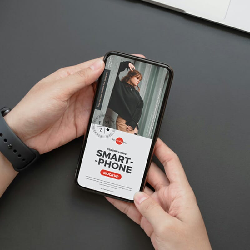 Free Person Using Smartphone Mockup
