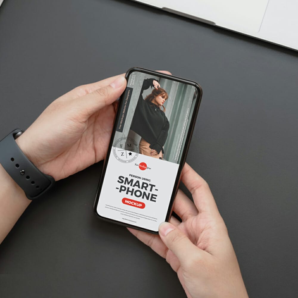 Free Person Using Smartphone Mockup