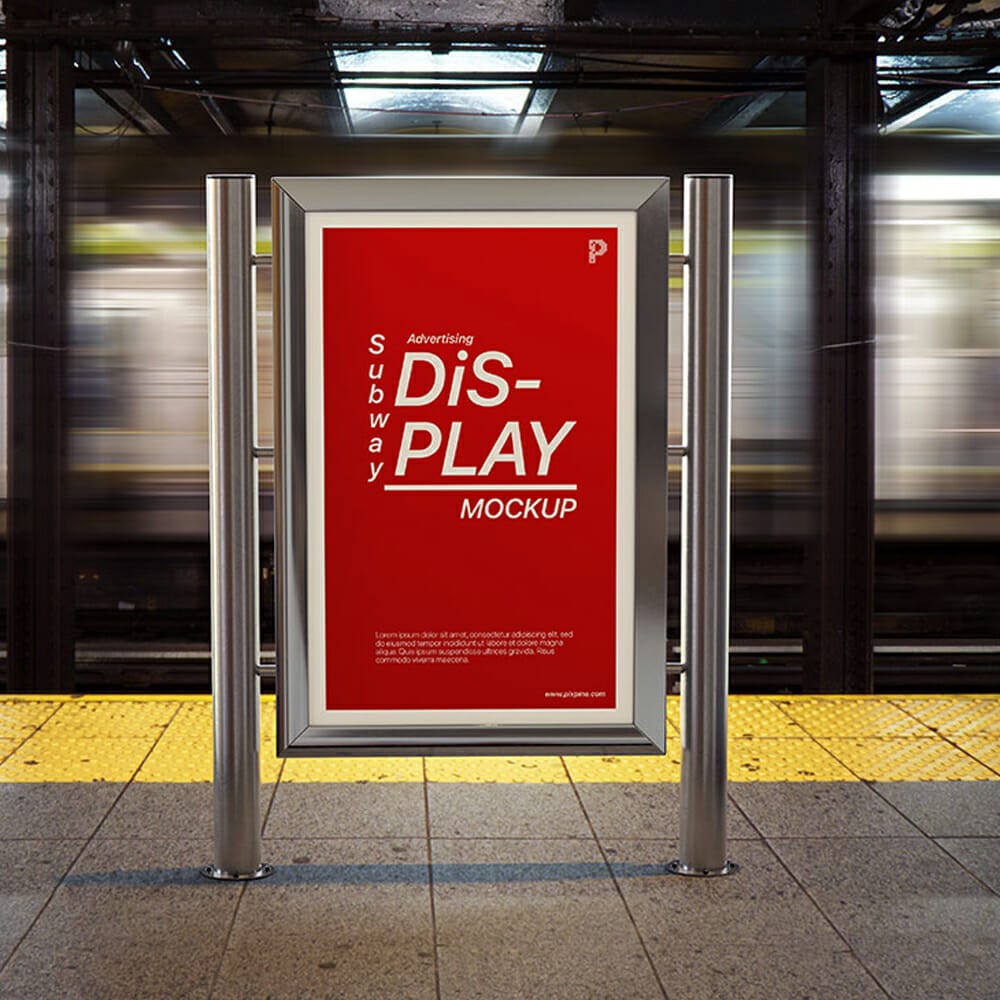 Free Subway Advertising Display Mockup