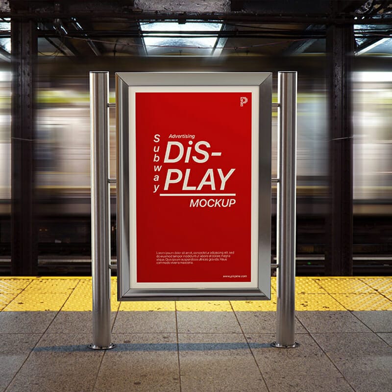 Free Subway Advertising Display Mockup