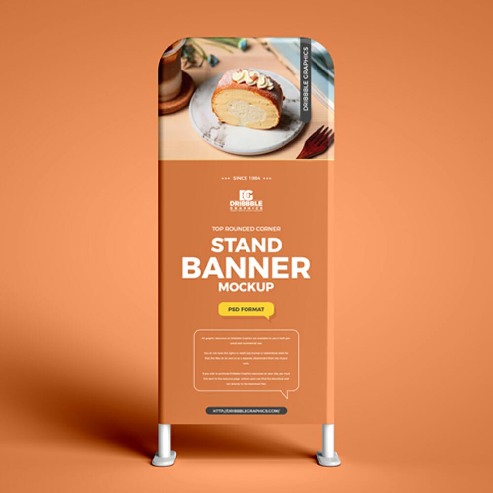 Free Top Rounded Corner Stand Banner Mockup