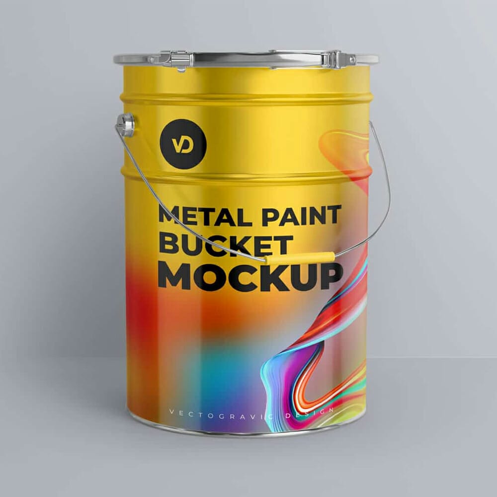 Metal Paint Bucket Mockups
