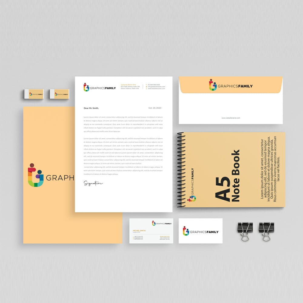 Perspective Stationery Mockup Free PSD