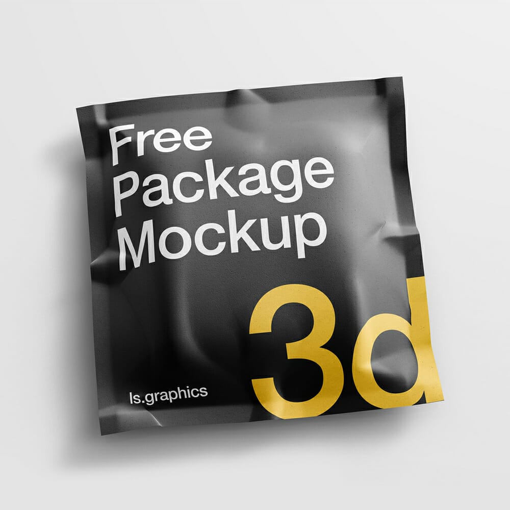 Square Pouch Realistic 3D Mockup