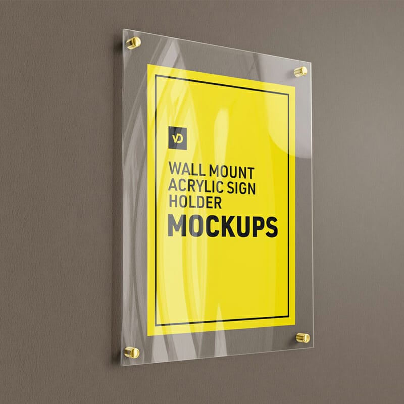 Wall Mount Acrylic Sign Holder Mockup