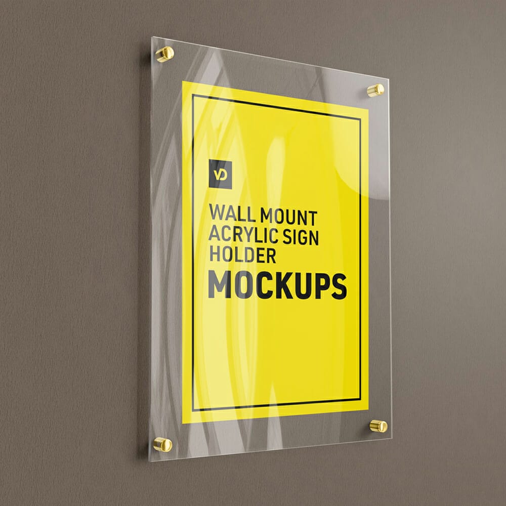 Wall Mount Acrylic Sign Holder Mockup
