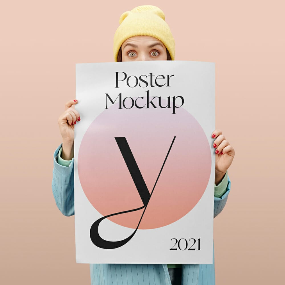 Women Holding Poster Mockup