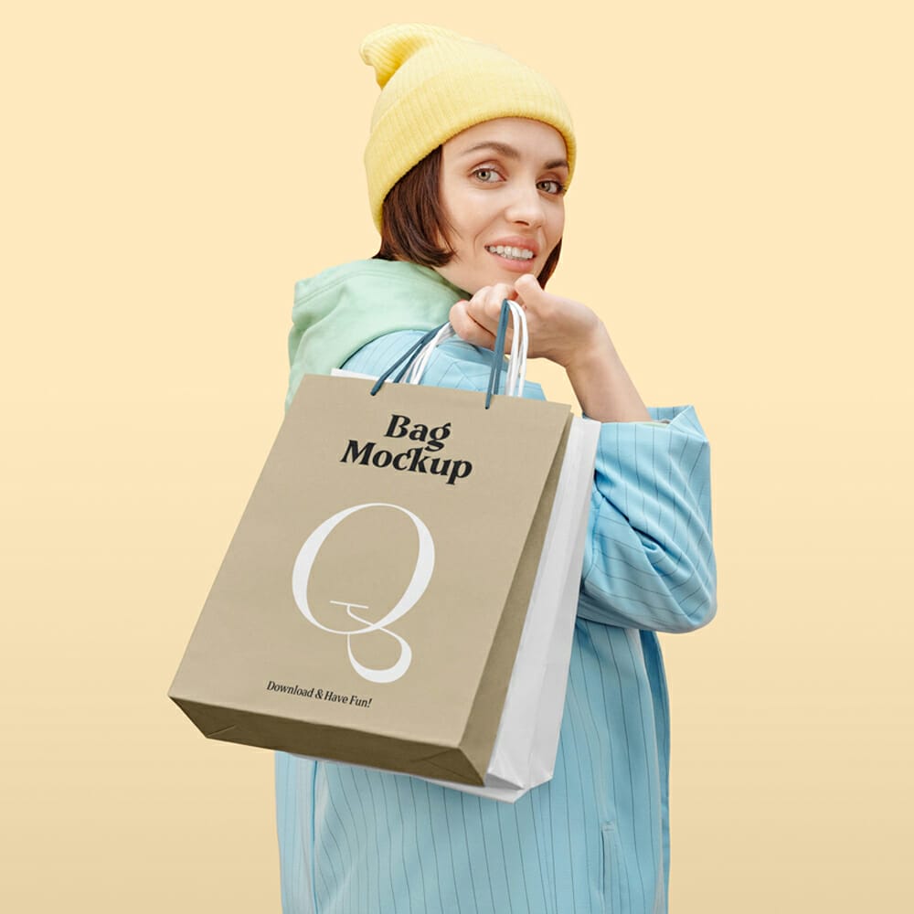 Women With Paper Bags Mockup