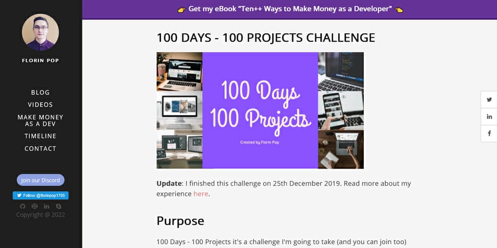 Coding Practice Sites for Beginners & Professionals 33 100 Days of Projects
