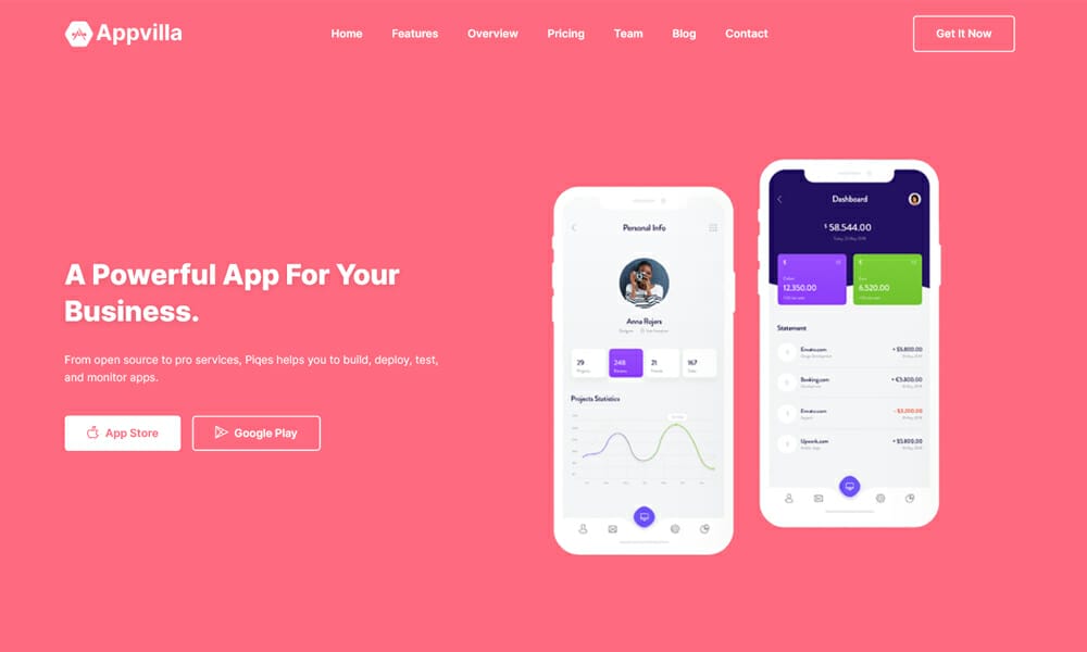 AppVilla – Creative App Landing Page Template