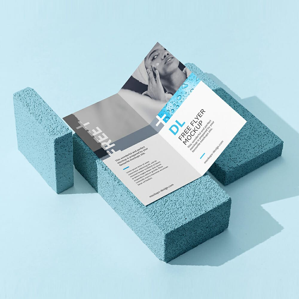 Bi Fold DL Flyer On A Stone Mockup