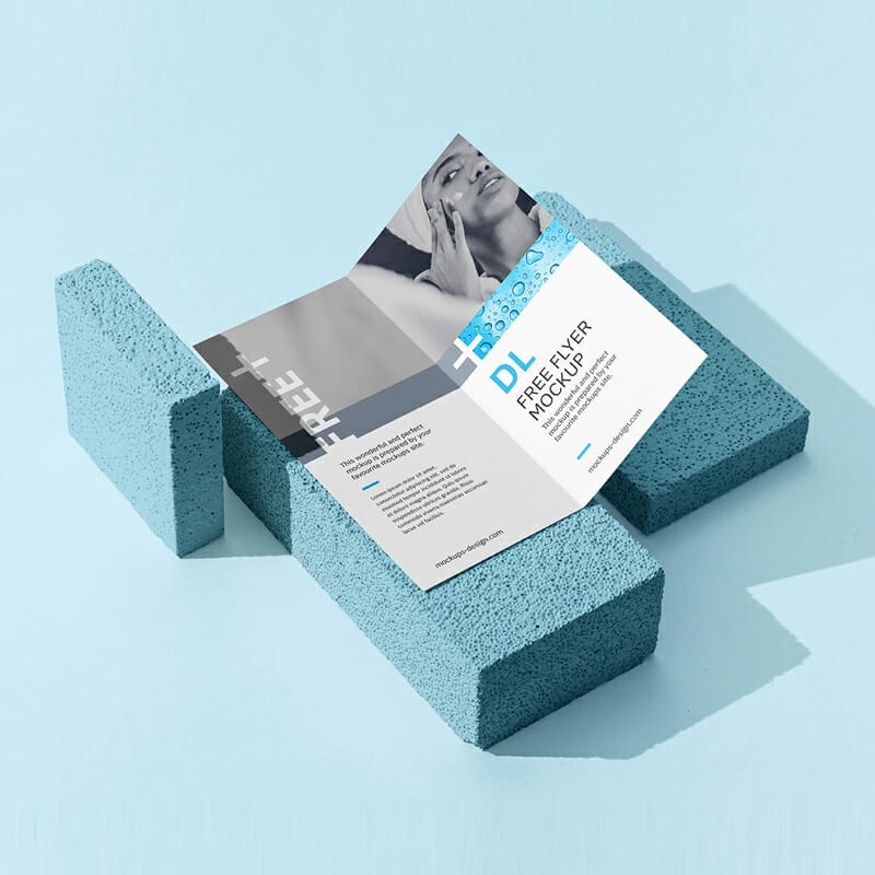 Bi Fold DL Flyer On A Stone Mockup