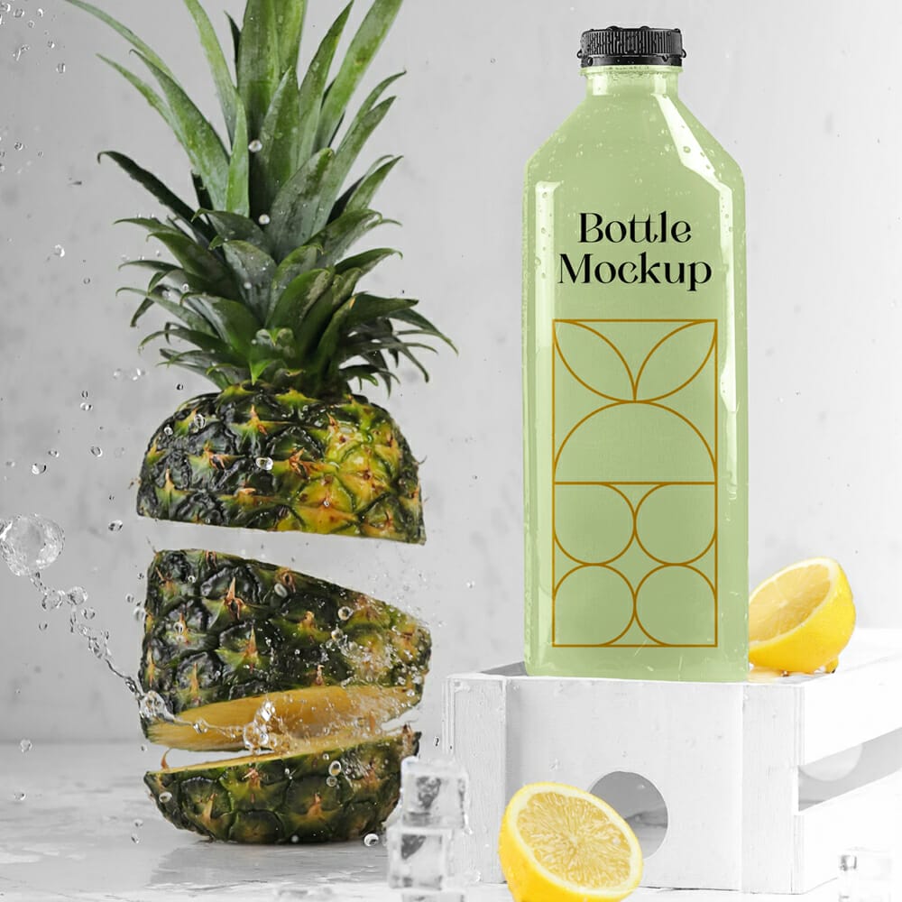 Bottle With Ananas Mockup