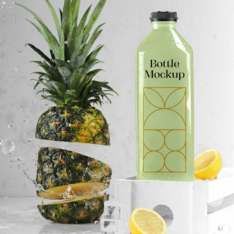Bottle With Ananas Mockup