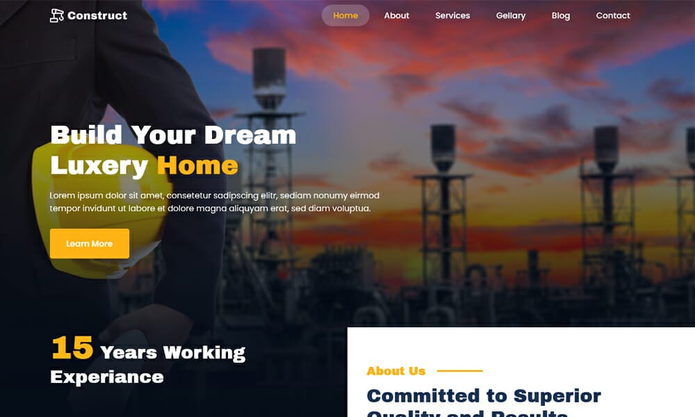 Construct - Free Construction HTML Template