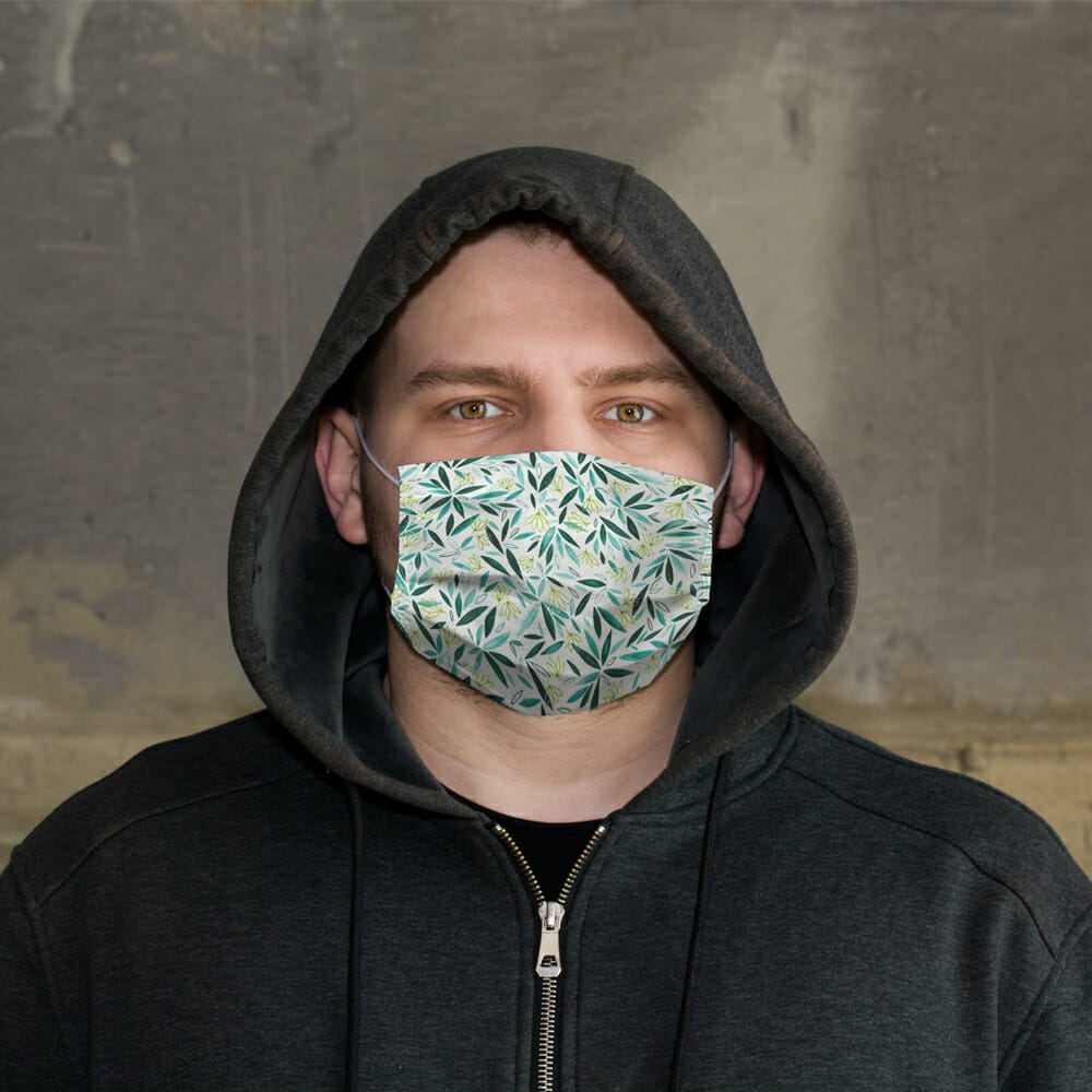 Face Mask Mockup On A Guy In A Hoodie