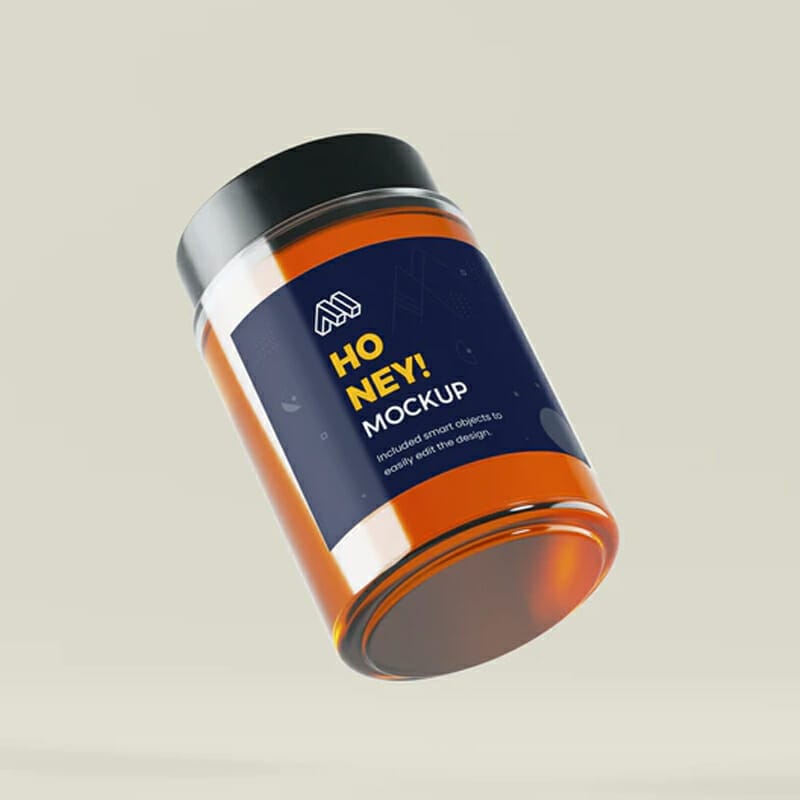 Flying Honey Jar PSD Mockup