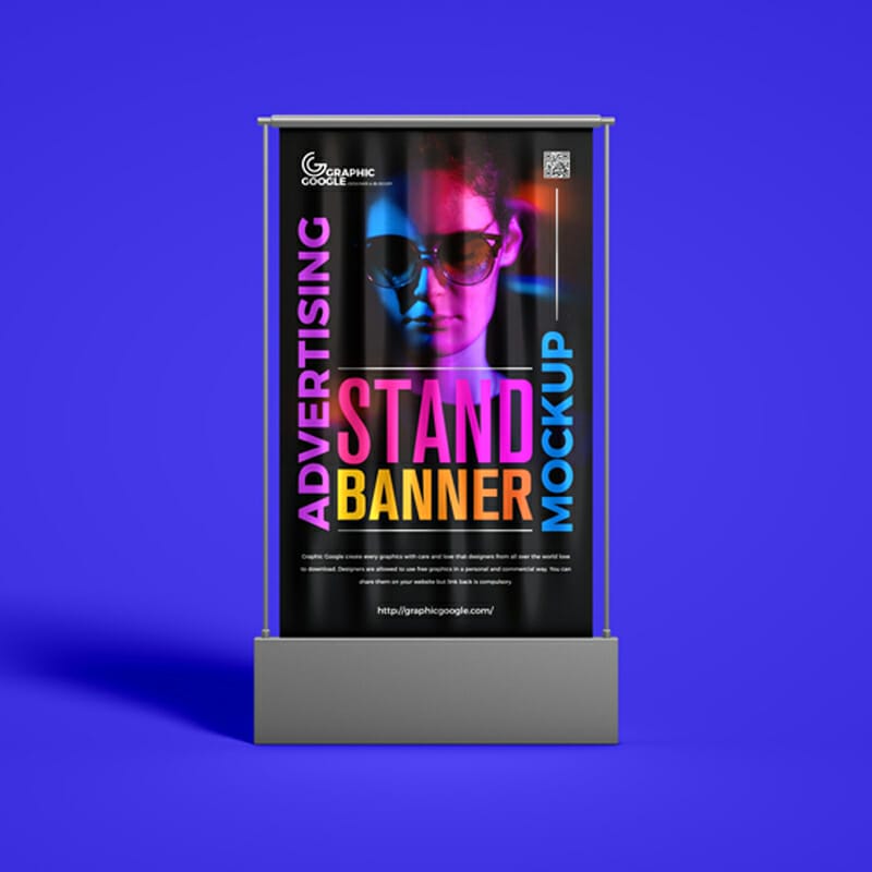 Free Advertising Stand Banner Mockup
