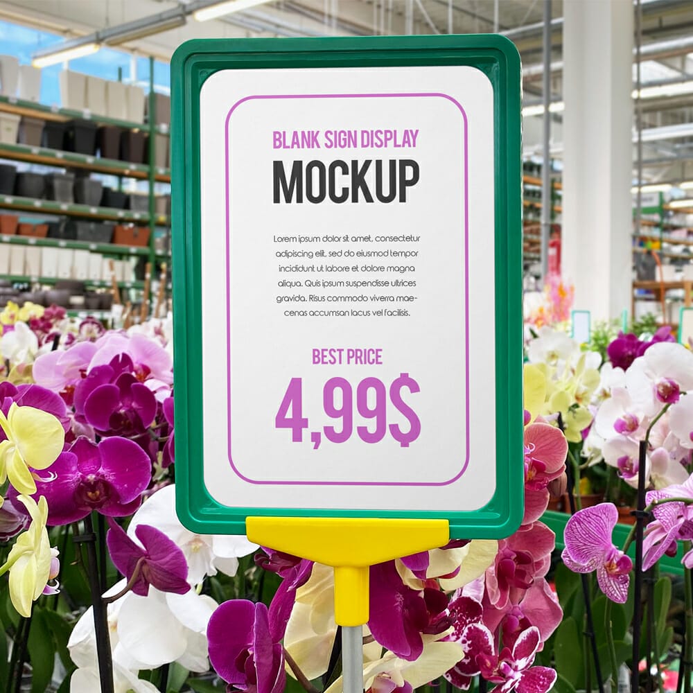 Free Blank Sign Display Mockup