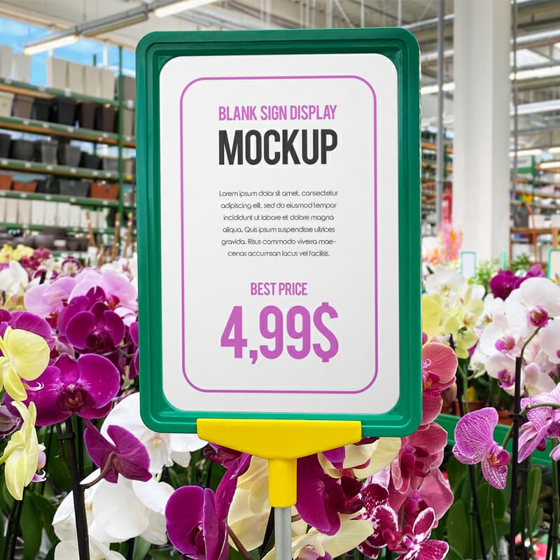 Free Blank Sign Display Mockup