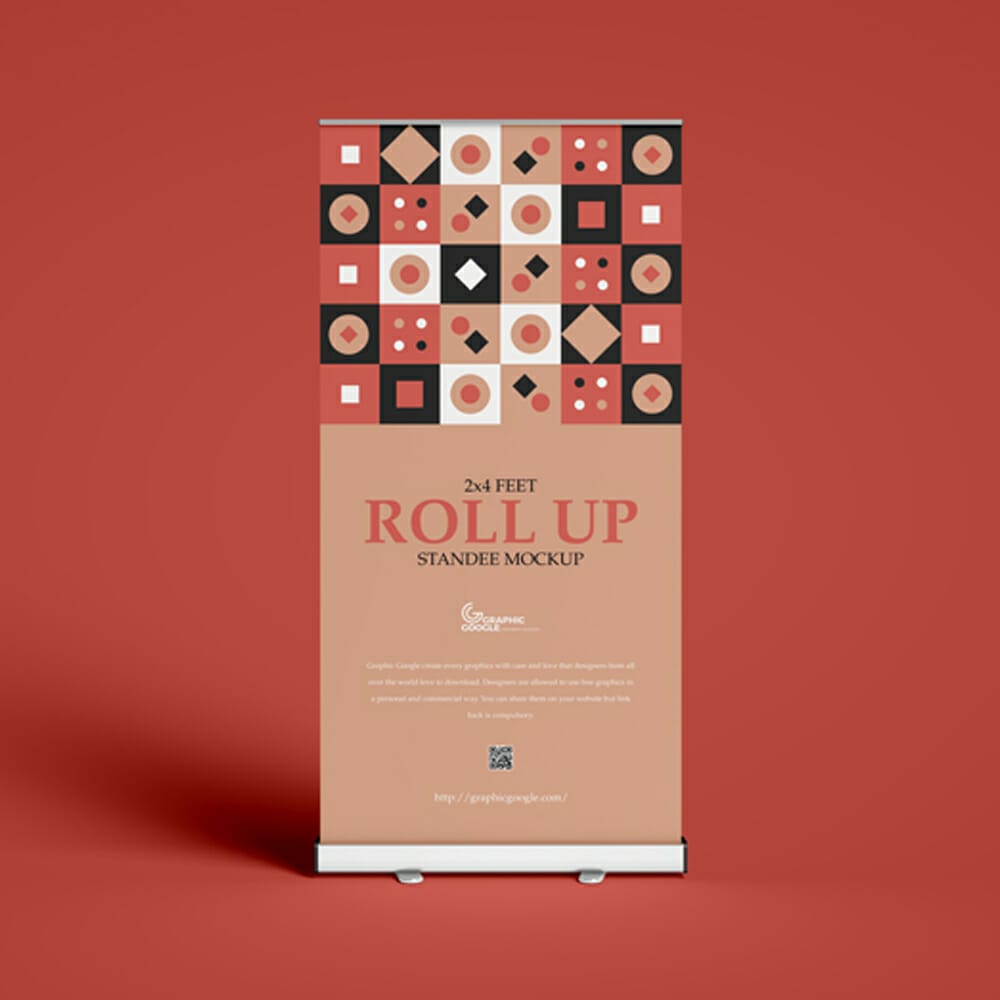 Free 2×4 Feet Roll up Standee Mockup