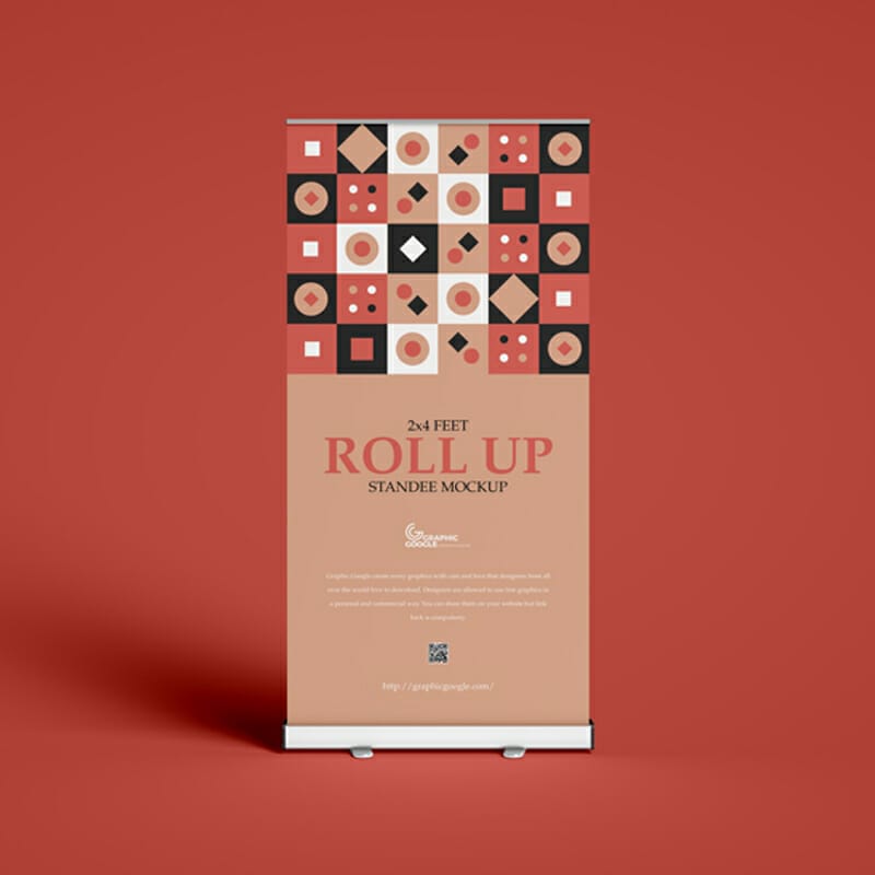 Free 2×4 Feet Roll up Standee Mockup