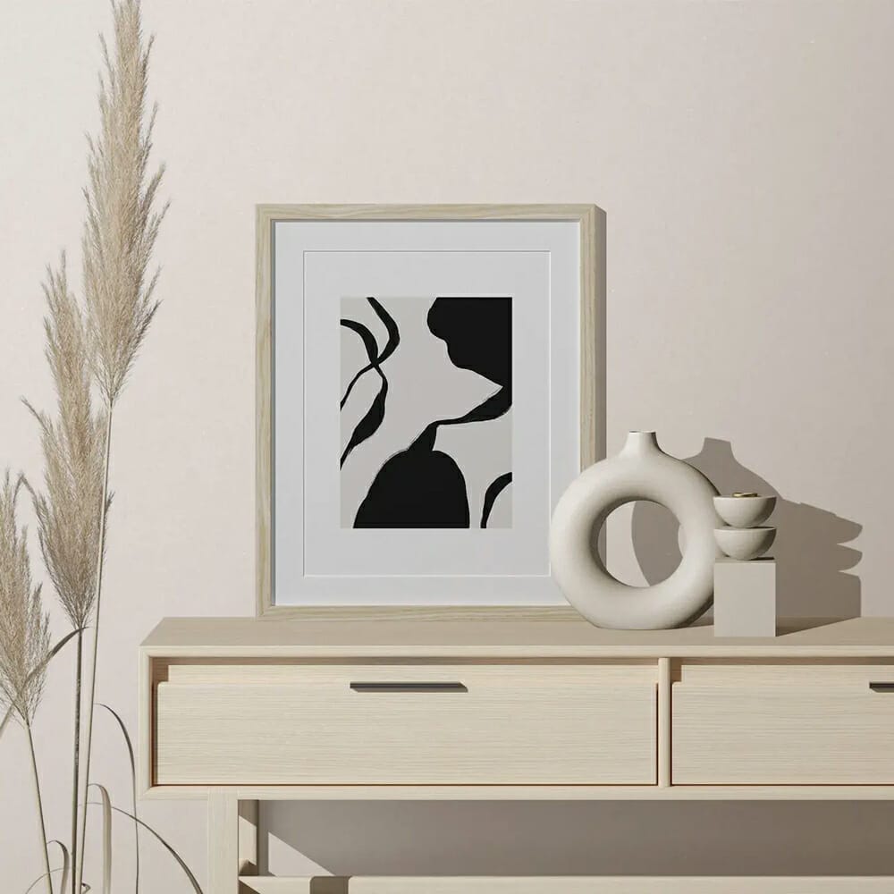 Free Frame Mockup On The Table With Decorative Vase And Candle
