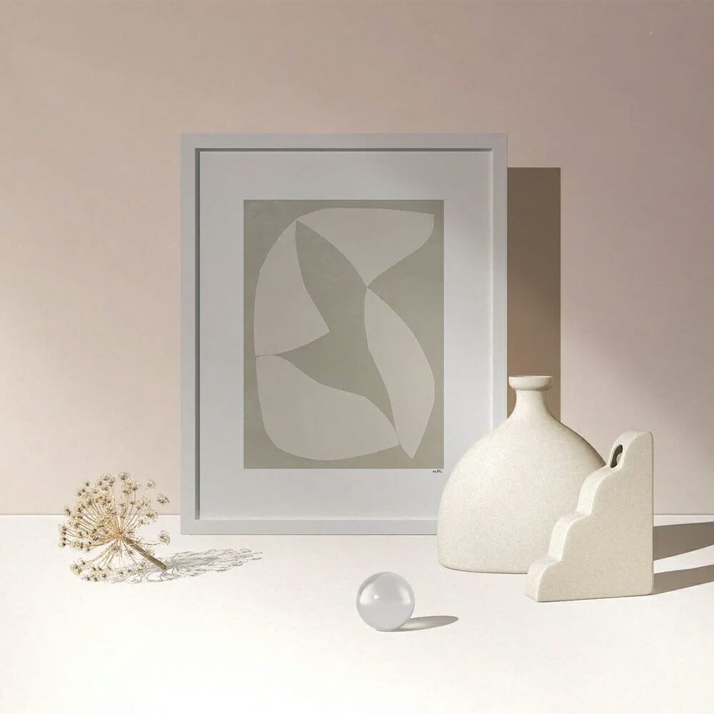 Free Minimalistic Scene With Frame Mockup And Decorative Vases