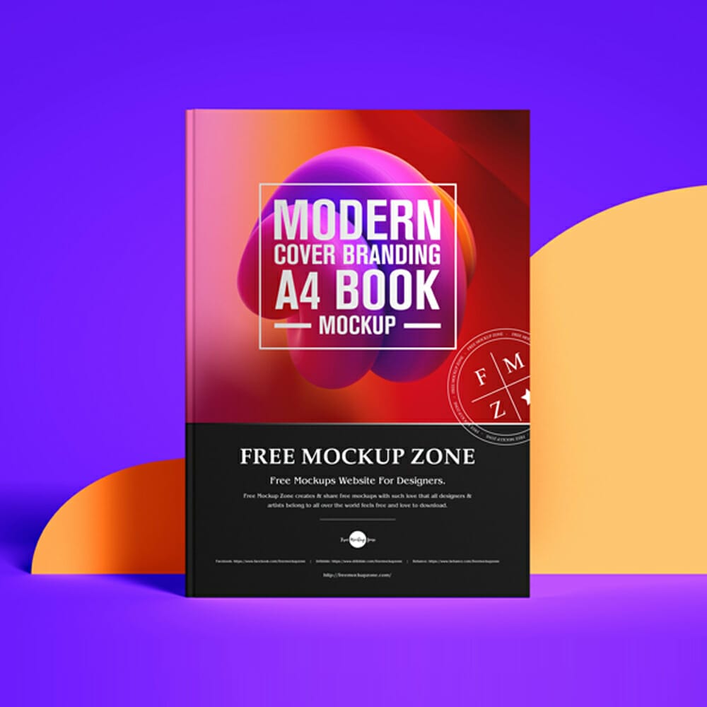 Free Modern Cover Branding A4 Book Mockup