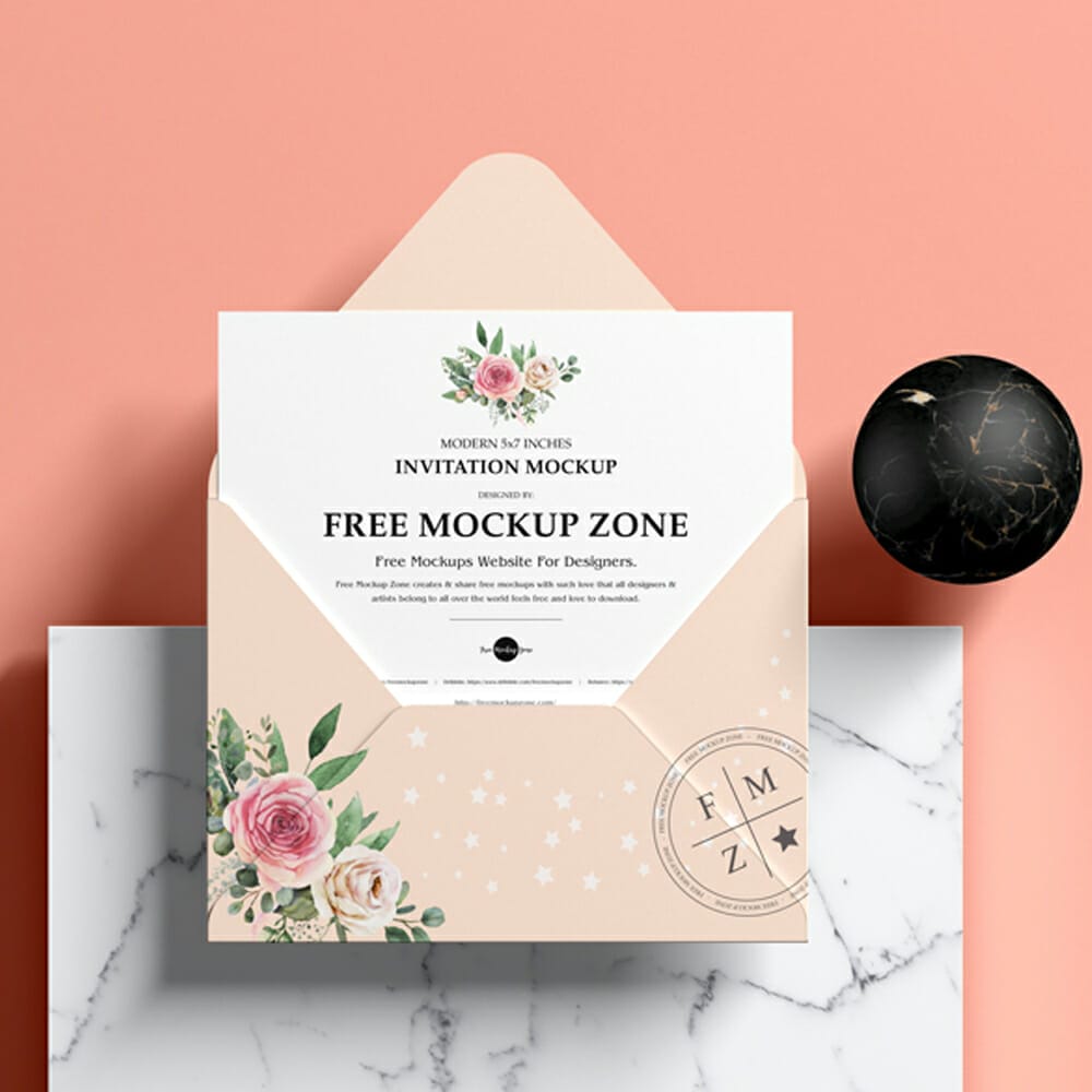 Free Modern 5×7 Inches Invitation Mockup