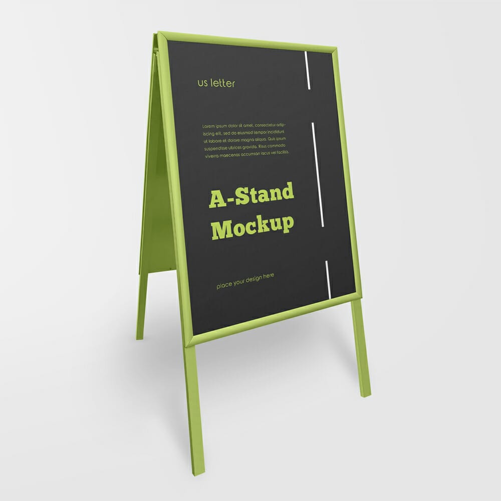 Free Outdoor Advertising A-Stand Mockup
